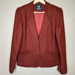 Vintage Panther Women's Rust Red Blazer 100% Wool Size Small 70s 80s Retro Norm